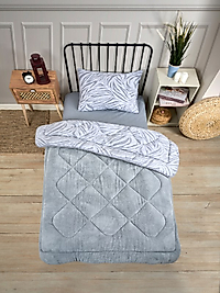 Tek Kişilik Çift Taraflı Lüx Welsoft Elit Yorgan Yumuşak Polar Yorgan ve Yastık Kılıfı ZebraGri