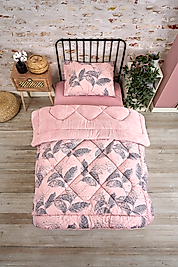 Tek Kişilik Çift Taraflı Lüx Welsoft Elit Yorgan Yumuşak Polar Yorgan ve Yastık Kılıfı Arina Pudra