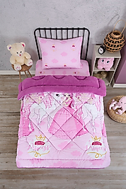 Tek Kişilik Çift Taraflı Lüx Welsoft Elit Yorgan Yumuşak Polar Yorgan ve Yastık Kılıfı Mürdüm Prenses