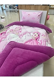 Tek Kişilik Çift Taraflı Lüx Welsoft Elit Yorgan Yumuşak Polar Yorgan Yastık Kılıfı Prenses Mürdüm