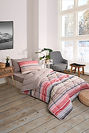 Tek Kişilik Çift Taraflı Lüx Welsoft Elit Yorgan Yumuşak Polar Yorgan ve Yastık Kılıfı Tasel Bej