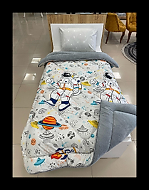 Tek kişilik welsoft uyku seti gri astronot