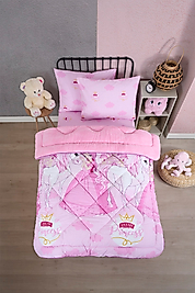 Tek Kişilik Uyku Seti Çift Taraflı Wellsoft Pofuduk Polar Yorgan Yastık Kılıfı ve 100x200 Lastikli Çarşaf Pudra Prenses